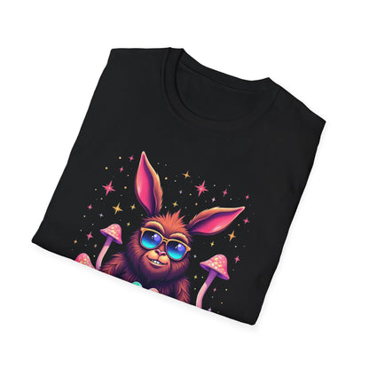 Easter Bunny Sasquatch T-Shirt — Colorful Psychedelic Bunny with Egg Basket