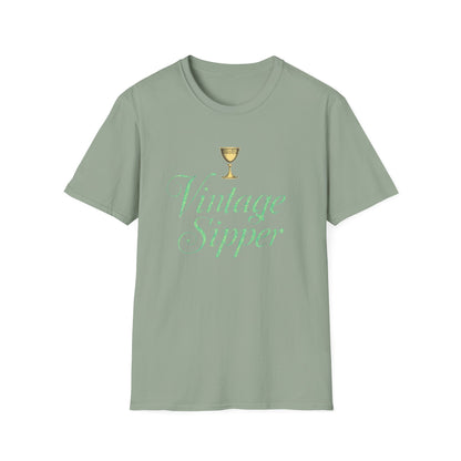 Vintage Sipper Unisex Softstyle T-Shirt, Casual Wear, Gift for Wine Lovers, Bar Night, Vintage Inspired Apparel - Psychonaut Swag