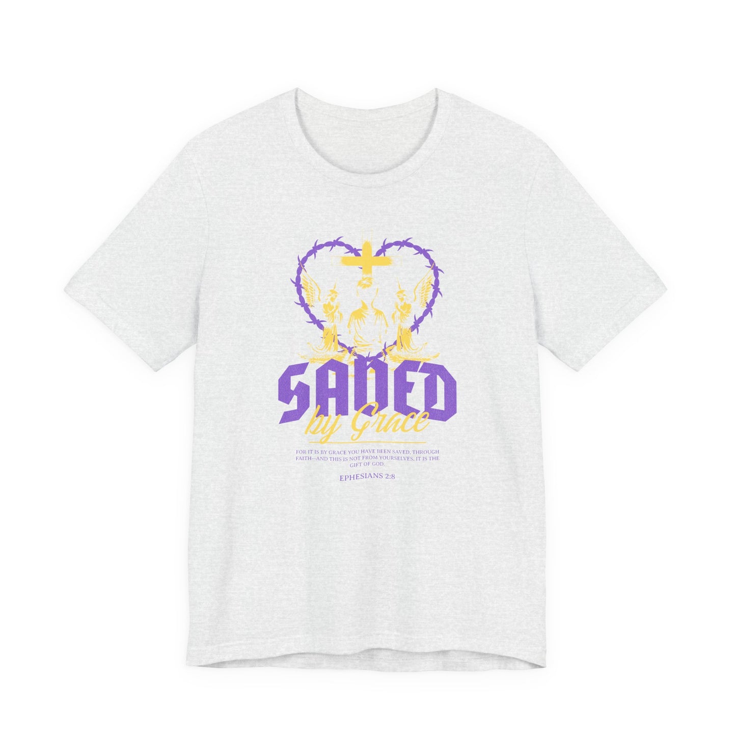 Saved by Grace T‑Shirt — Christian Faith Heart Design