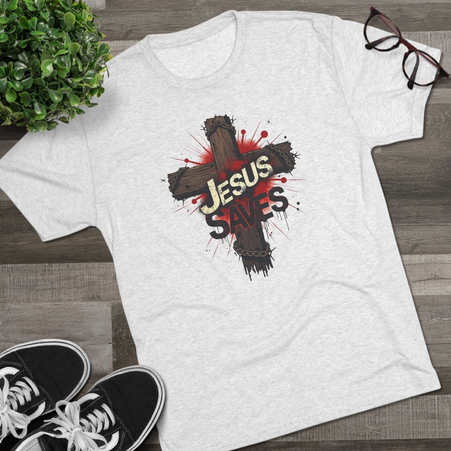 Jesus Saves Cross Tee — Christian Faith Graphic T-Shirt
