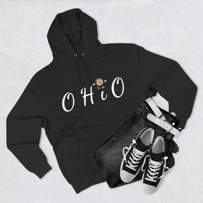 Ohio Script Hoodie with Cute Buckeye Mascot