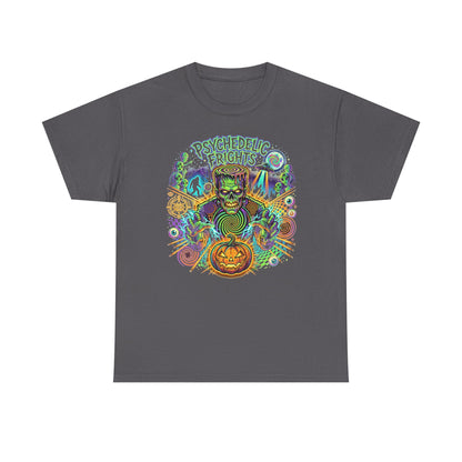 Psychedelic Monsters Halloween Tee — Spooky Pumpkin and Sasquatch Horror Graphic T-Shirt