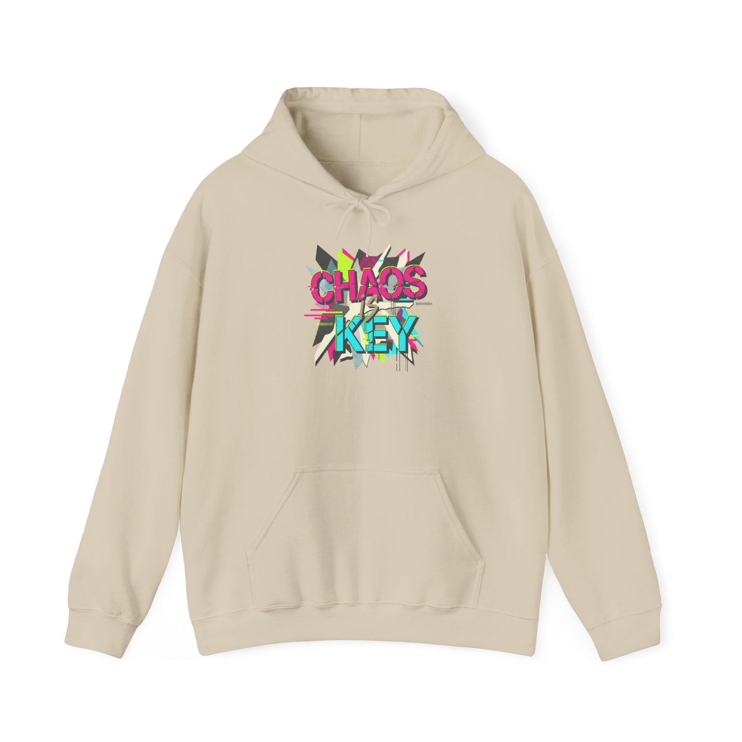 Chaos Key Hoodie — Retro Neon Graphic Pullover