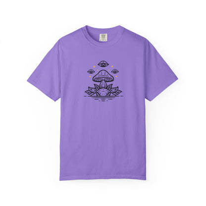 Mushroom Gift from Visitors, Unisex Garment-Dyed T-shirt - Psychonaut Swag