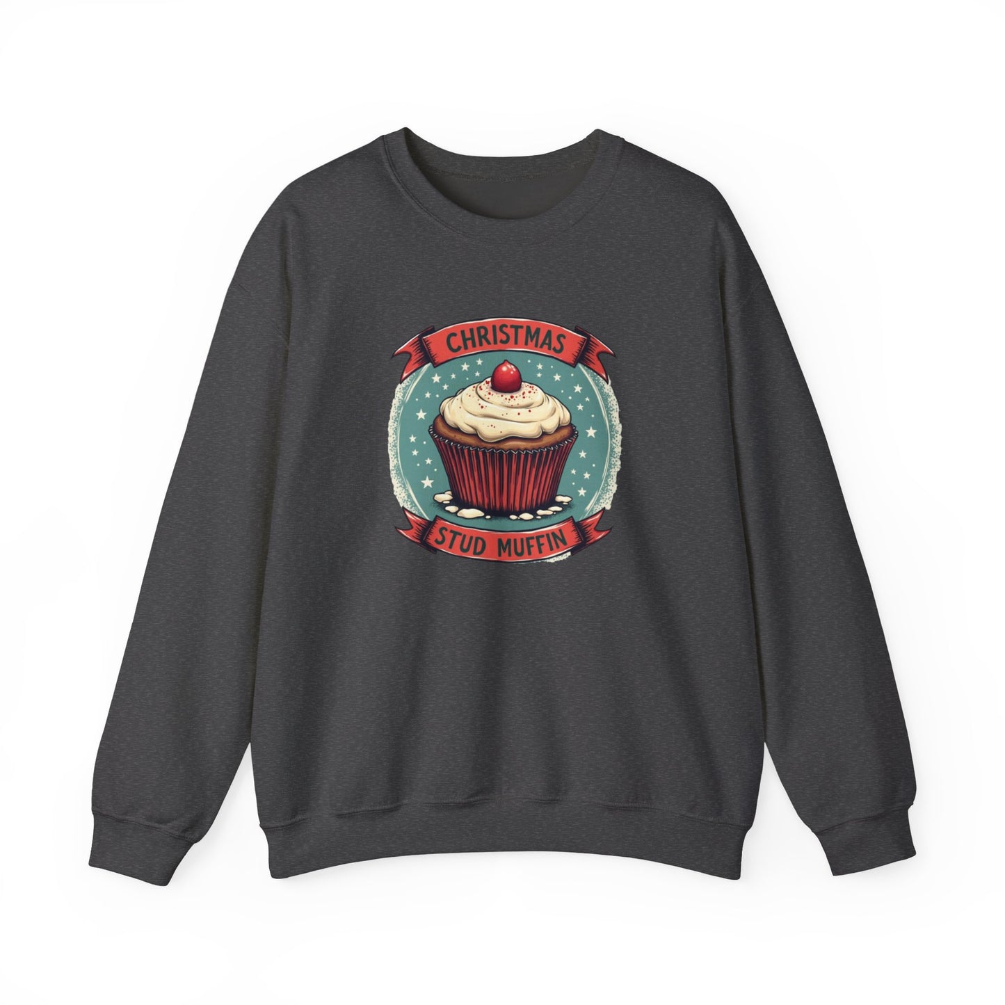 Christmas Stud Muffin with Icing Sweatshirt - Cute Holiday Cupcake Crewneck