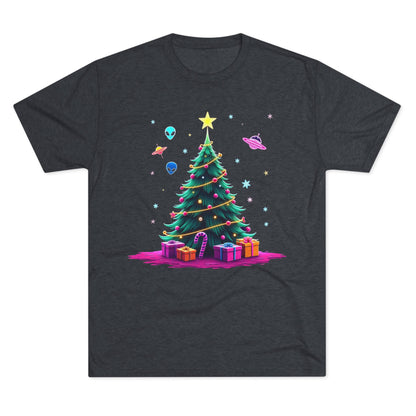 Alien visitors Christmas tree, Unisex Tri-Blend Crew Tee