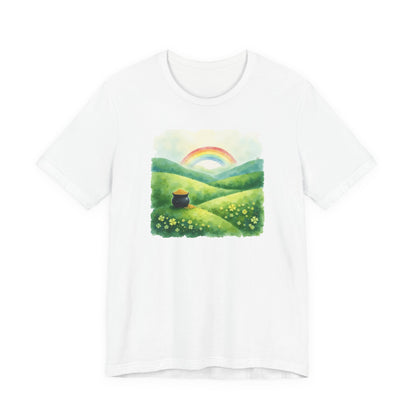 Rainbow with pot of gold, Unisex Jersey Short Sleeve Tee