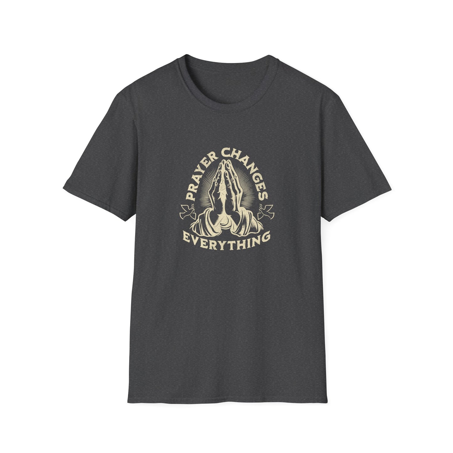 Prayer Changes Everything T-Shirt — Vintage Praying Hands Christian Tee