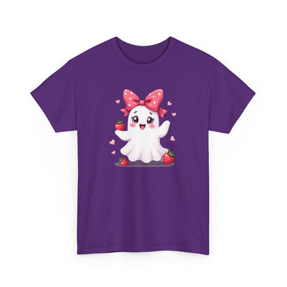 Cute Ghost Strawberry Unisex Tee, Perfect for Halloween, Gift, Casual Wear, Festival Shirt, Summer Vibes, Kawaii Apparel
