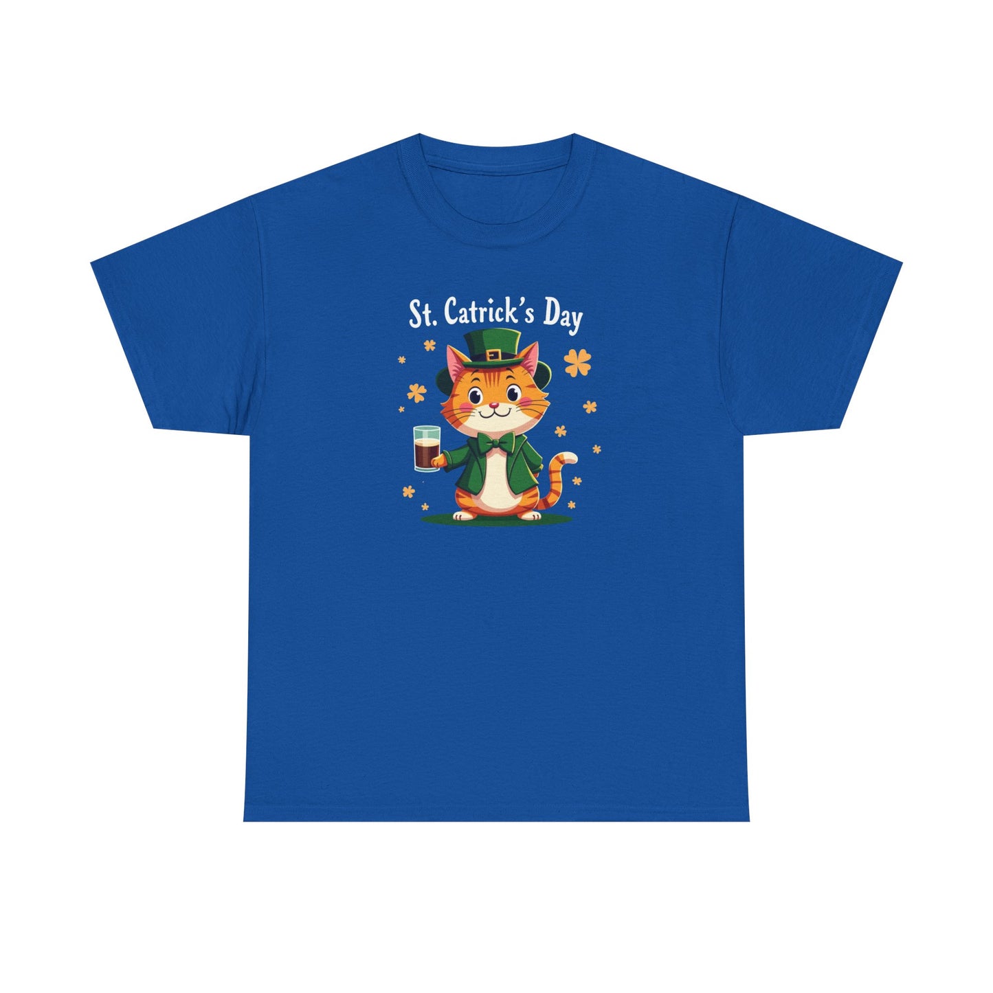 St. Patrick’s Day Cat T-Shirt — Cute Leprechaun Kitty with Beer
