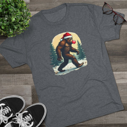 Christmas Bigfoot T-Shirt – Santa Hat Sasquatch Holiday Tee