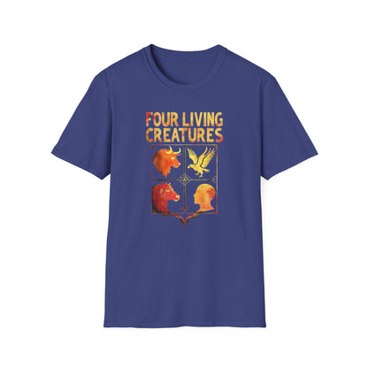 Four Living Creatures, Graphic T-Shirt, Unisex Style, Nature Lovers Gift, Casual Wear, Unique Art