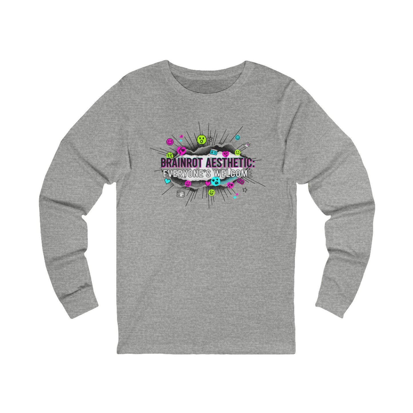 Brainrot Aesthetic Long Sleeve Tee — Colorful Graphic Brain Art