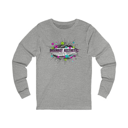 Brainrot Aesthetic Long Sleeve Tee — Colorful Graphic Brain Art