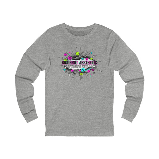 Brainrot Aesthetic Long Sleeve Tee — Colorful Graphic Brain Art