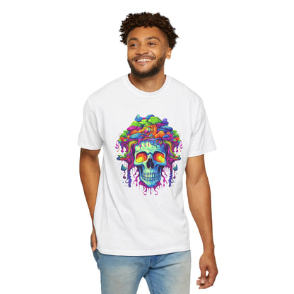 Trippy Skull Vibe, Unisex Garment-Dyed T-shirt
