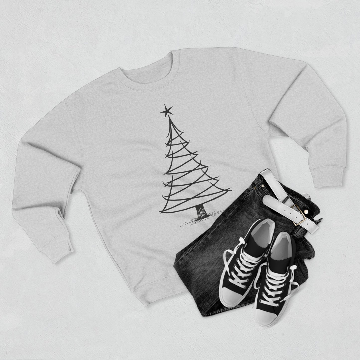 Minimal Sketch Christmas Tree Sweatshirt
