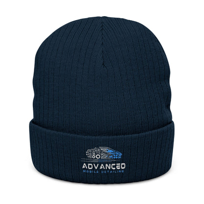 Advanced Mobile Detailing, Embroidered Ribbed Knit Beanie | Cozy Winter Hat, Gift for Him/Her, Stylish Accessories, Outdoor Essentials, Custom Beanie