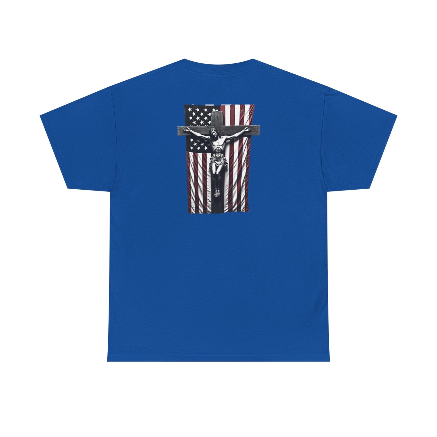 A Christian Nation T-Shirt — Crucifix Over American Flag Graphic Tee