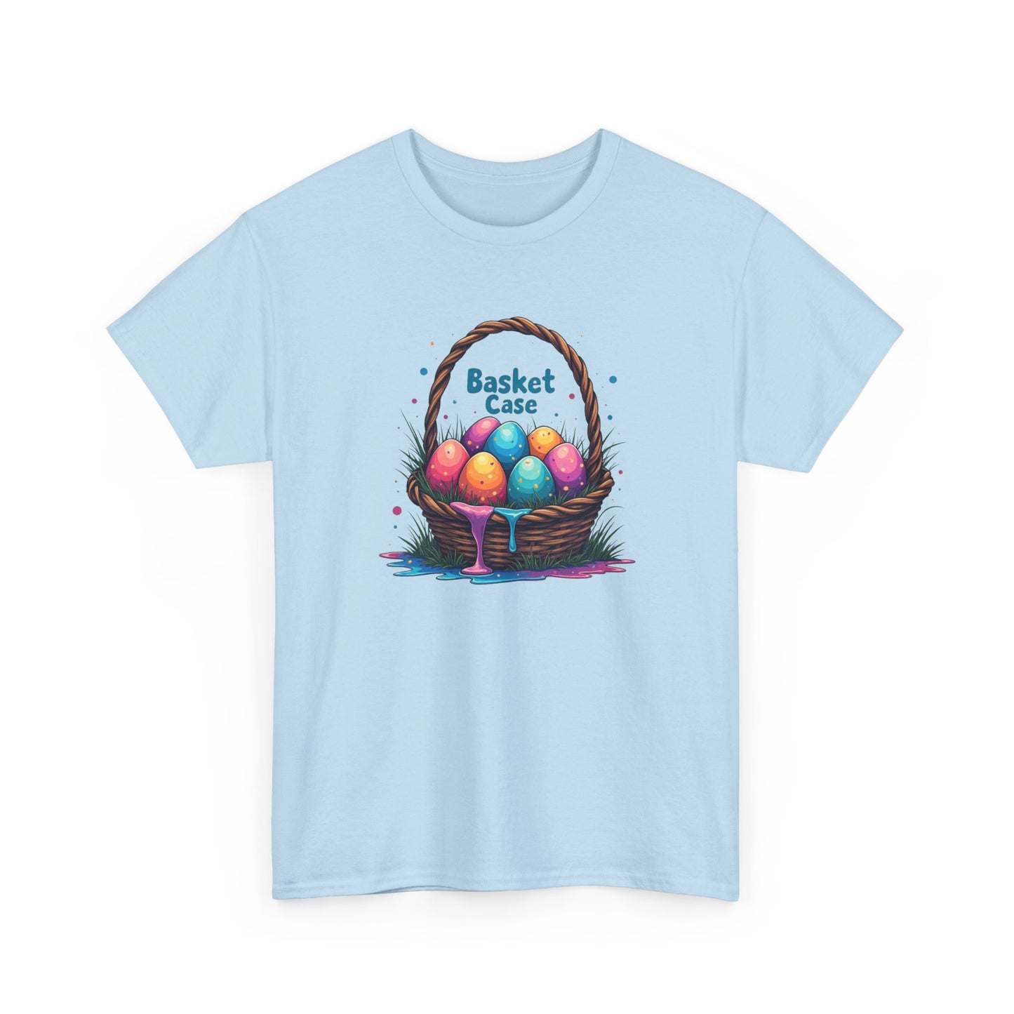 Basket Case, Easter Basket Tee — Colorful Painted Easter Eggs Graphic Shirt