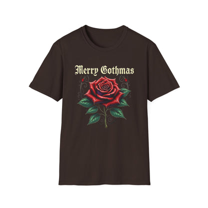 Gothic Christmas T-Shirt — "Merry Gothmas" Rose Holiday Tee
