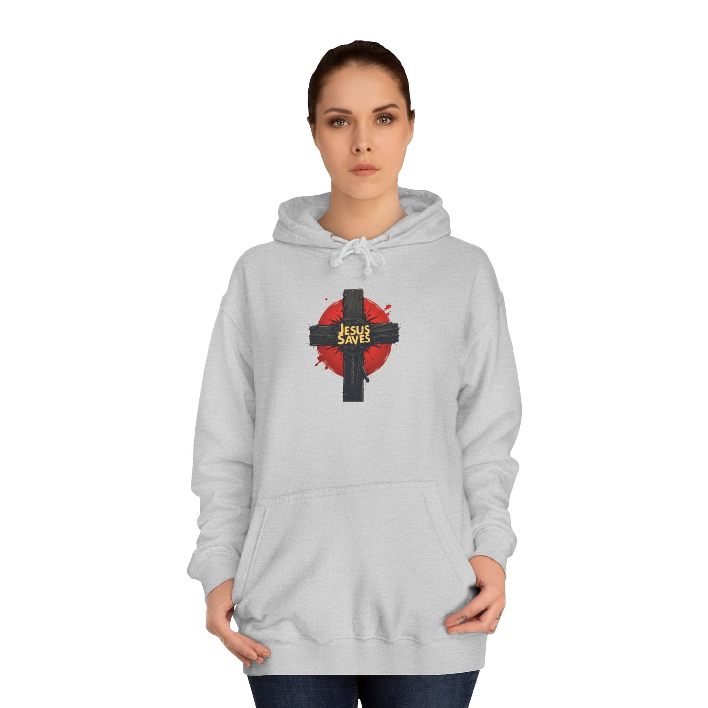 Christian Cross Hoodie – Jesus Saves Heart Graphic