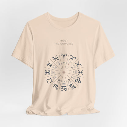 Zodiac Wheel T‑Shirt — Trust the Universe Astrology Tee