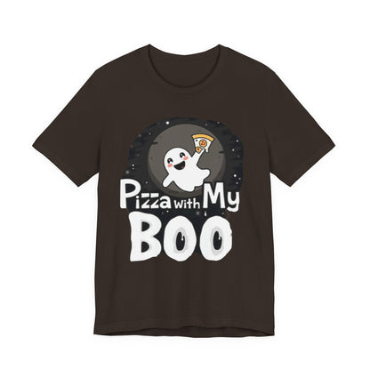 Ghost Pizza Boo Tee - Unisex Jersey Short Sleeve T-Shirt, Funny Halloween Shirt, Spooky Costume, Ghost Lover Gift, October Celebration