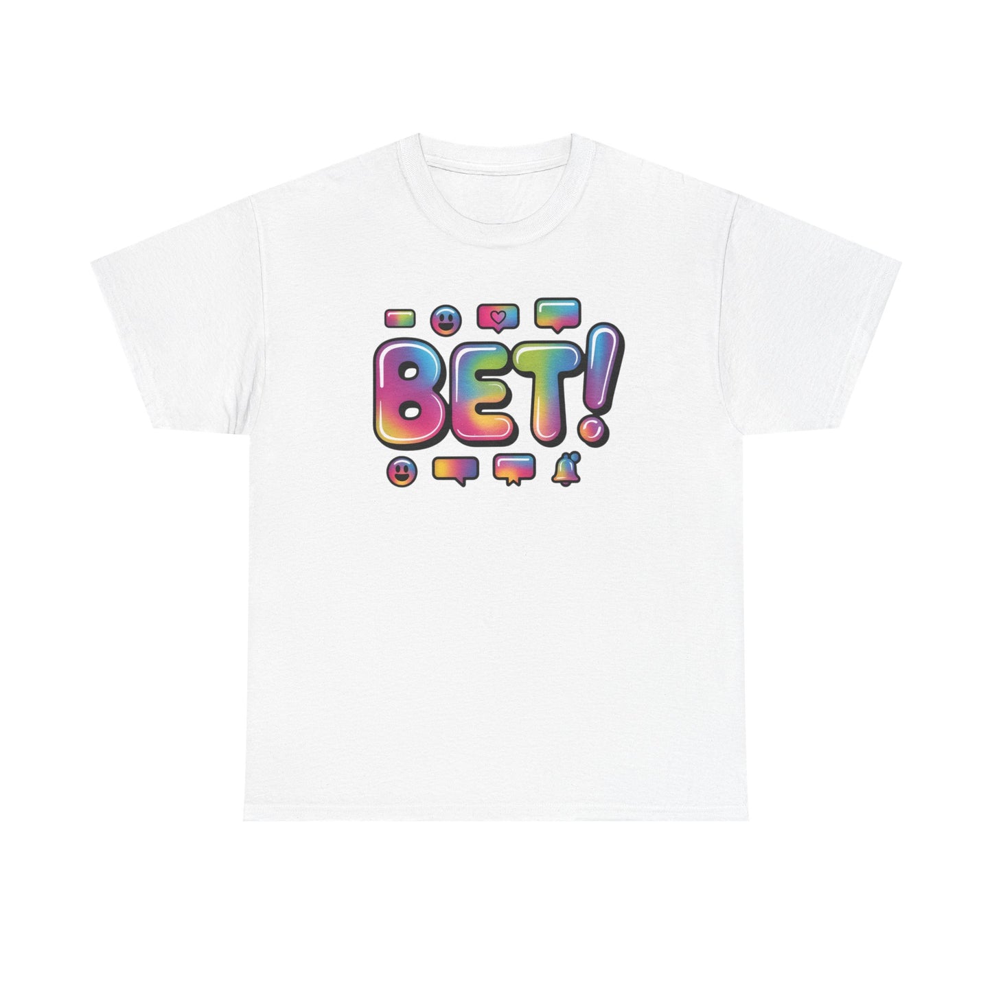 Bet! Colorful Speech Bubble Graphic Tee — Casual Youth Streetwear T-Shirt