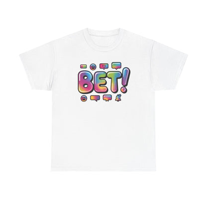 Bet! Colorful Speech Bubble Graphic Tee — Casual Youth Streetwear T-Shirt