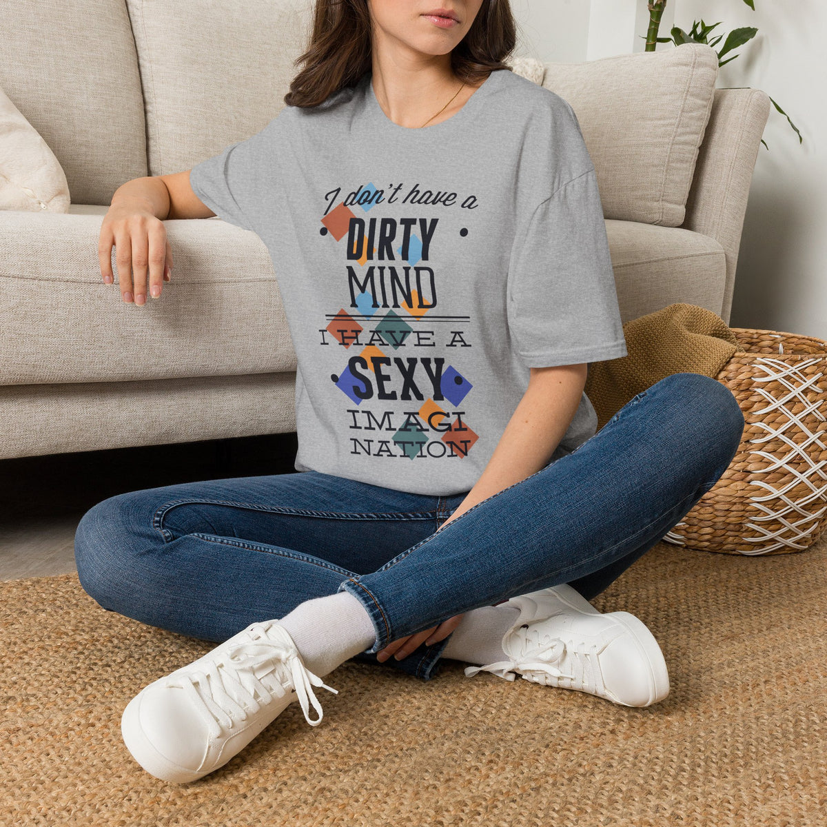Graphic Tee — "I Don't Have a Dirty Mind, I Have a Sexy Imagination" Retro Geometric Design
