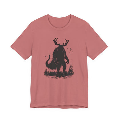 Krampus Squatch T-Shirt — Deer-Antlered Sasquatch Graphic Tee