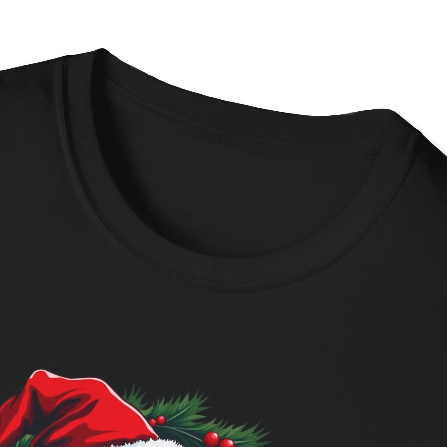 Christmas Wreath Bass Fishing T-Shirt — Santa Hat Fish Holiday Tee