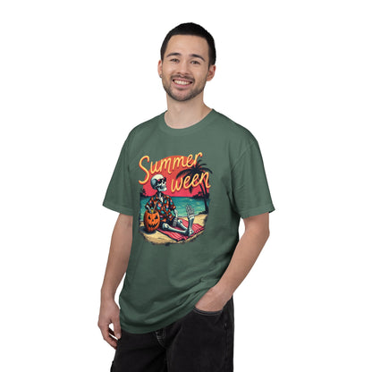 T-Shirt — "Summerween" Beach Skeleton Halloween Graphic Tee