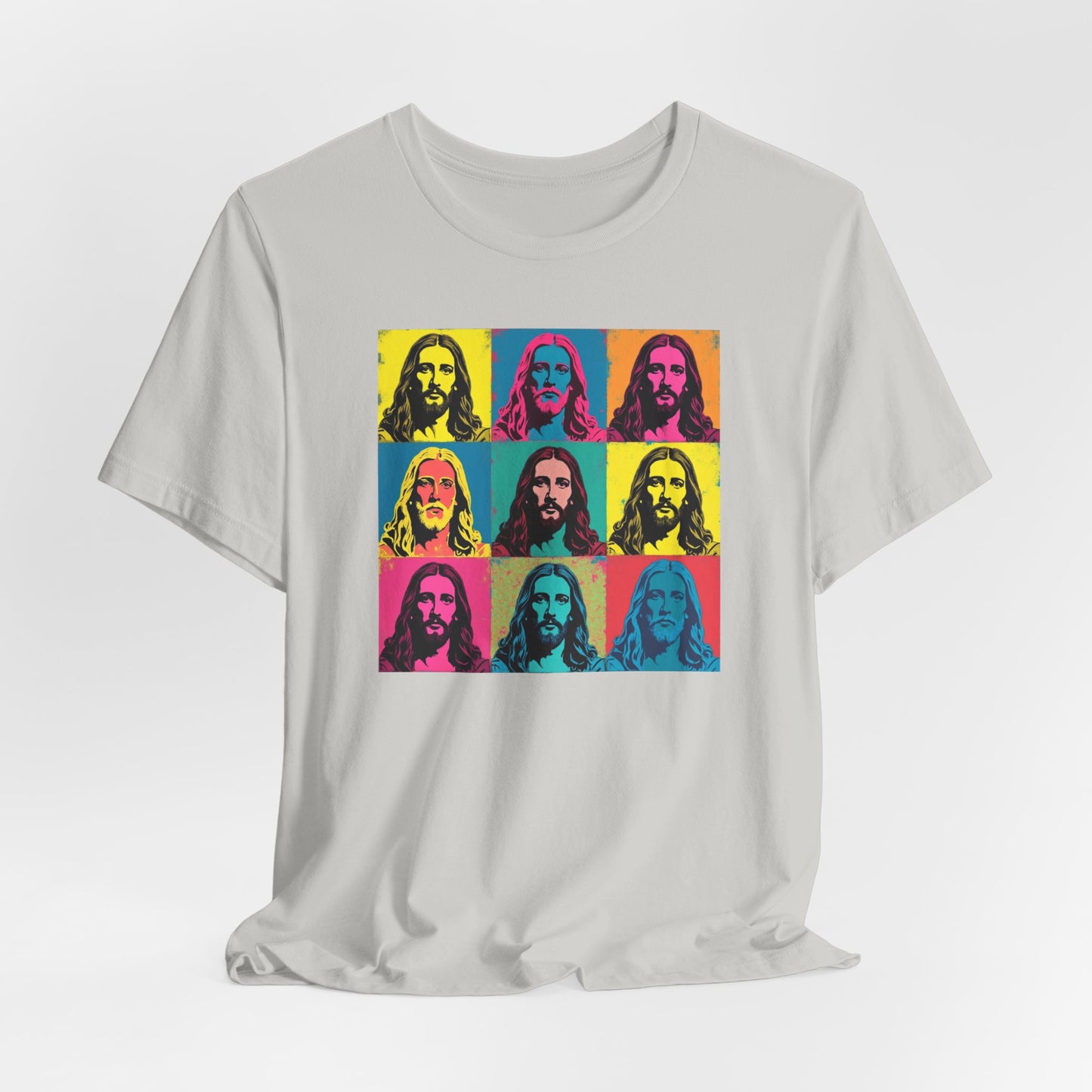 Jesus, Pop Art T-Shirt — Retro Colorful Nine-Panel Graphic Tee