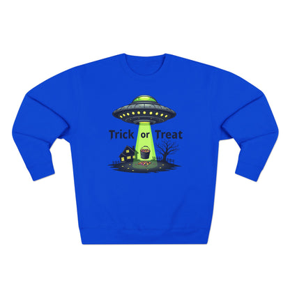 Halloween UFO Sweatshirt - "Trick or Treat" Alien Abduction Crewneck