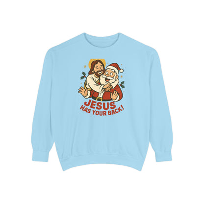 Christian Sweatshirt Jesus Santa Holidays Back Support
