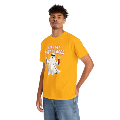 Let's Get Sheet Faced Ghost T‑Shirt — Funny Halloween Party Tee