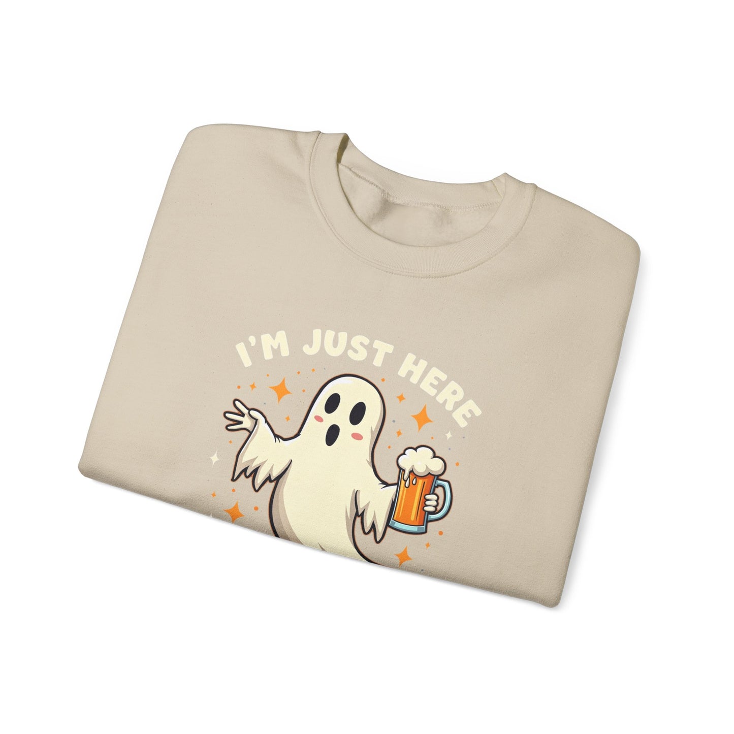 Halloween Ghost Sweatshirt — "I'm Just Here for the Boos" Cozy Crewneck