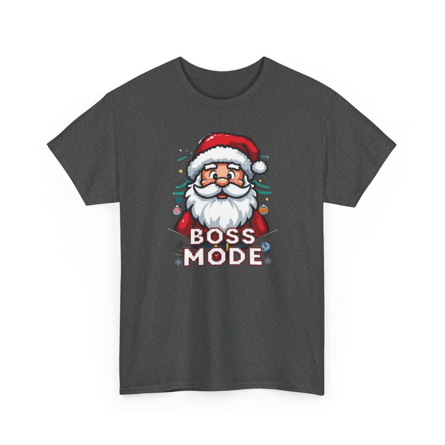 Boss Mode Santa T-Shirt — Funny Christmas Tee with 'Boss Mode' Santa Design