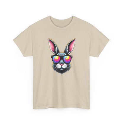 Bunny with Heart Sunglasses Tee — Retro Neon Rabbit Graphic T-Shirt