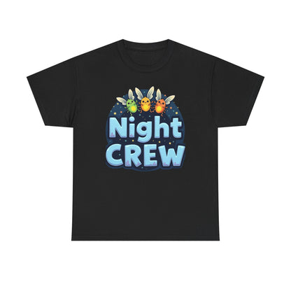 Night Crew Unisex Heavy Cotton Tee, Comfortable Graphic Tee, Great for Parties, Casual Wear, Gift for Friends, Summer Events - Psychonaut Swag