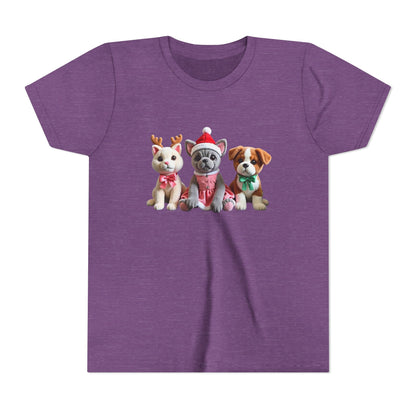 Kids Christmas Puppy Tee — Cute Festive Dogs in Santa Hats