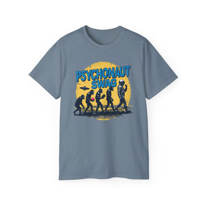 Psychonaut Evolution of Man Sunset, Unisex Tee, Retro Graphic T-Shirt, Music Festival Attire, Gift for Gamers, Casual Streetwear - Psychonaut Swag