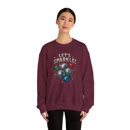 Crewneck Sweatshirt - "Let's Sparkle" Disco Ball Holiday Party Pullover