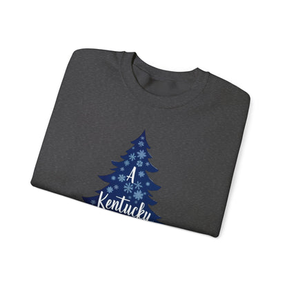 Kentucky Christmas Sweatshirt — Blue Plaid Tree Holiday Crewneck