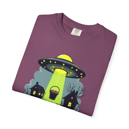 Halloween UFO Trick or Treat T-Shirt — Alien Abduction Spooky Tee