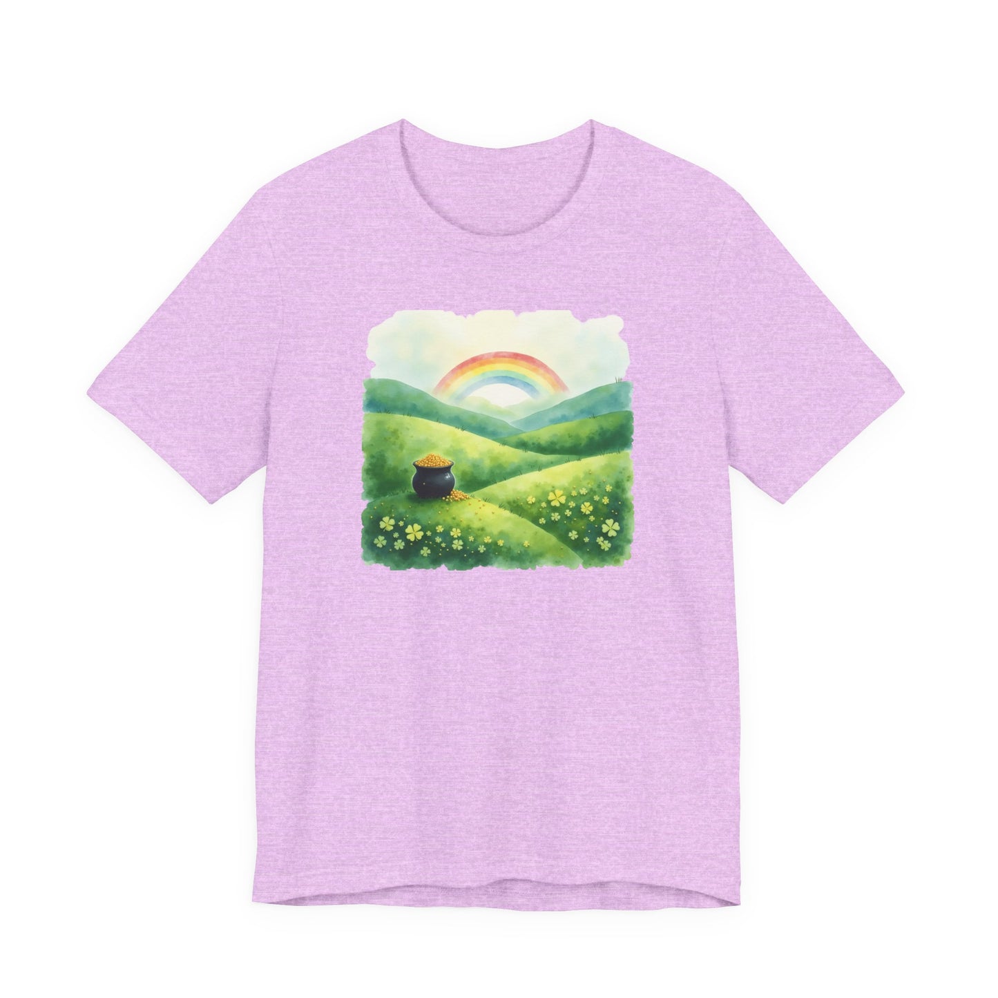 Rainbow with pot of gold, Unisex Jersey Short Sleeve Tee