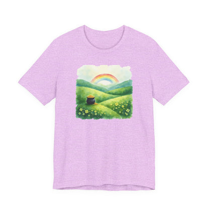 Rainbow with pot of gold, Unisex Jersey Short Sleeve Tee