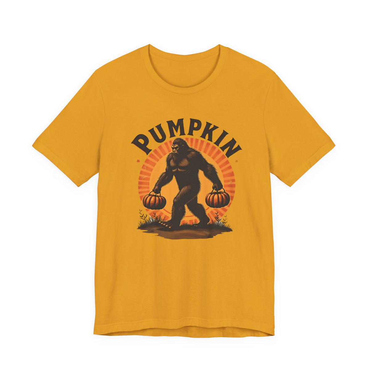 Pumpkin Bigfoot T-Shirt – Unisex Harvest Tee for Fall, Halloween, Autumn Celebrations, Gift for Nature Lovers, Casual Wear